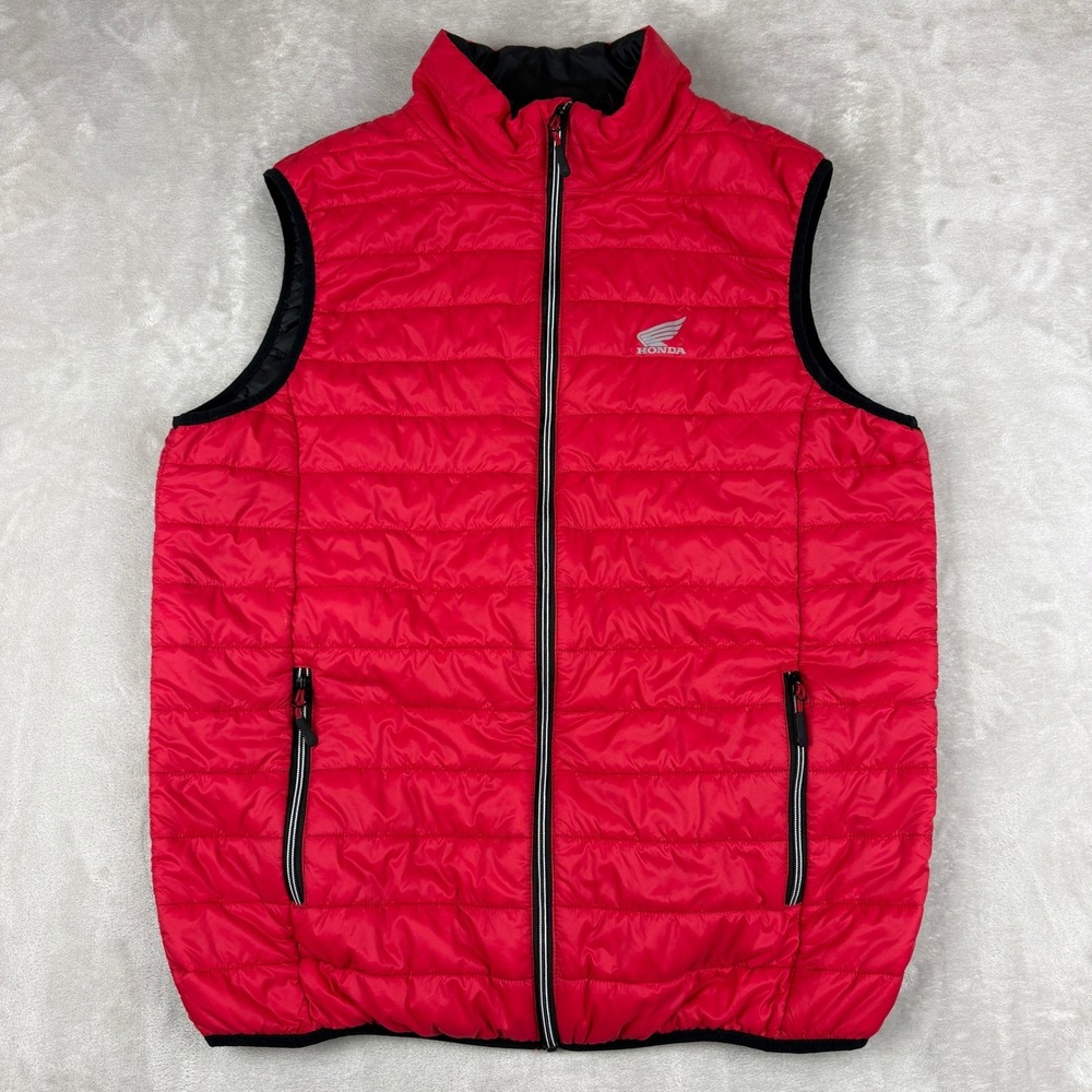 Honda Vest Men 3XL (Fit L-XL) Red Quilted Puffer Lightweight Full Zip Motorcycle